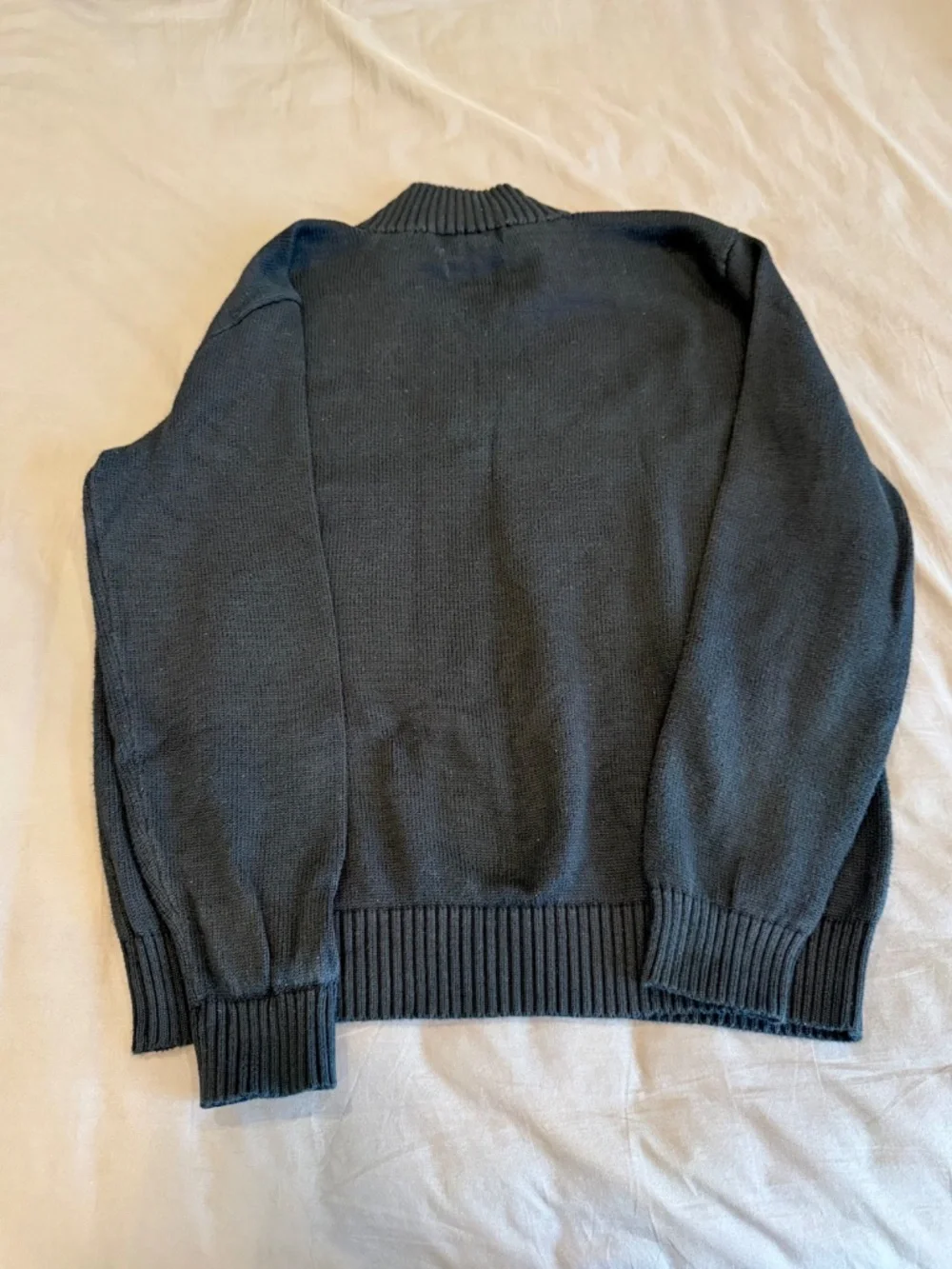 Polo Ralph Lauren Black Cotton Quarter Zip Sweater Red Pony Medium M